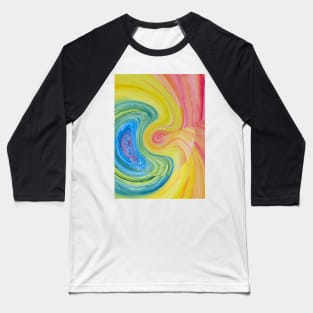 Abstract Bright Painted Rainbow Swirl Baseball T-Shirt